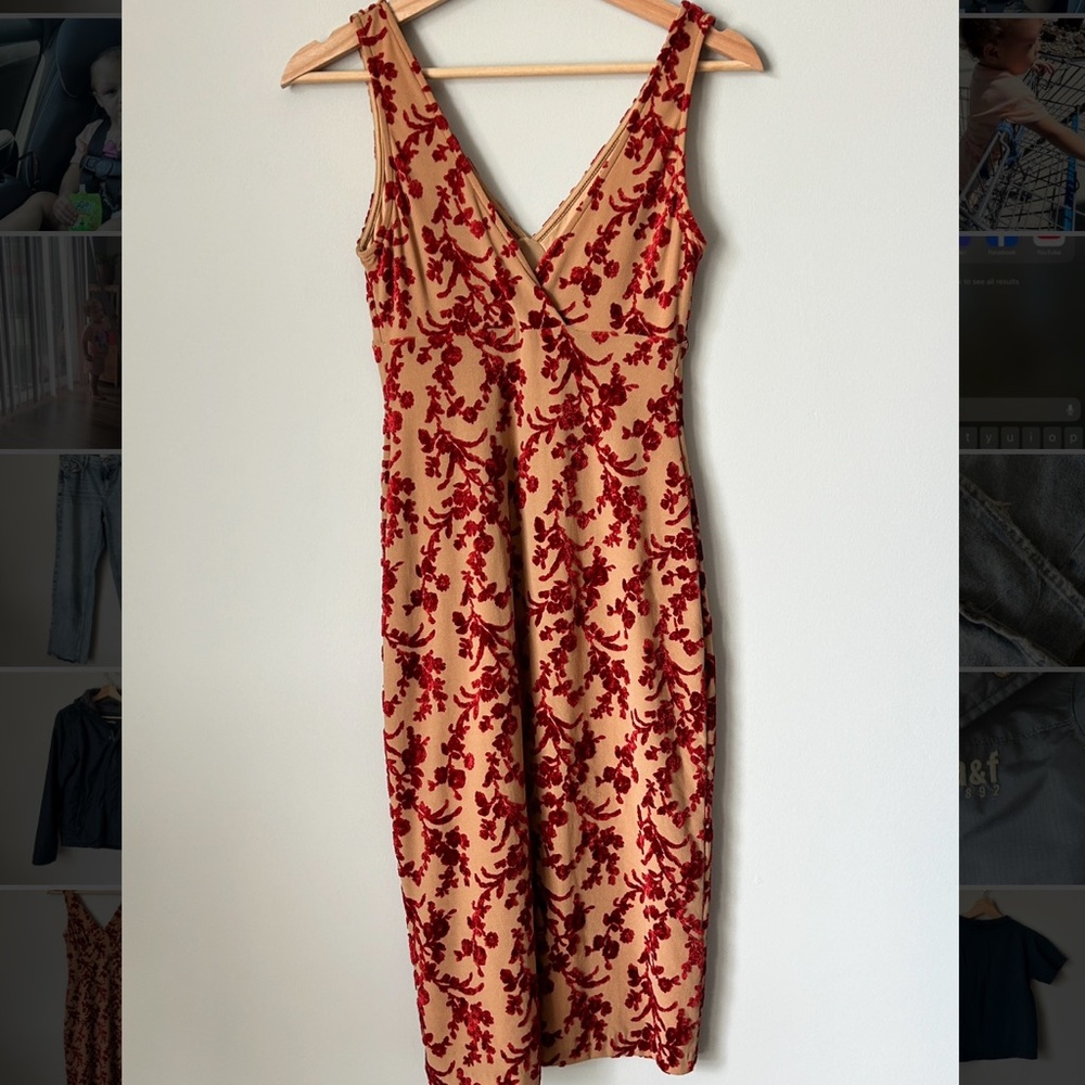 Elegant Red Floral Dress